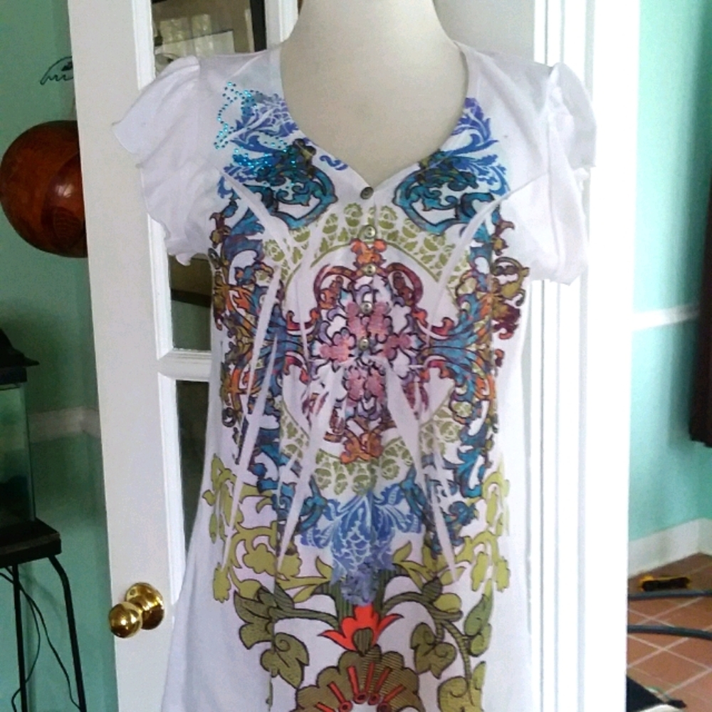 Apt 9 White Print Top